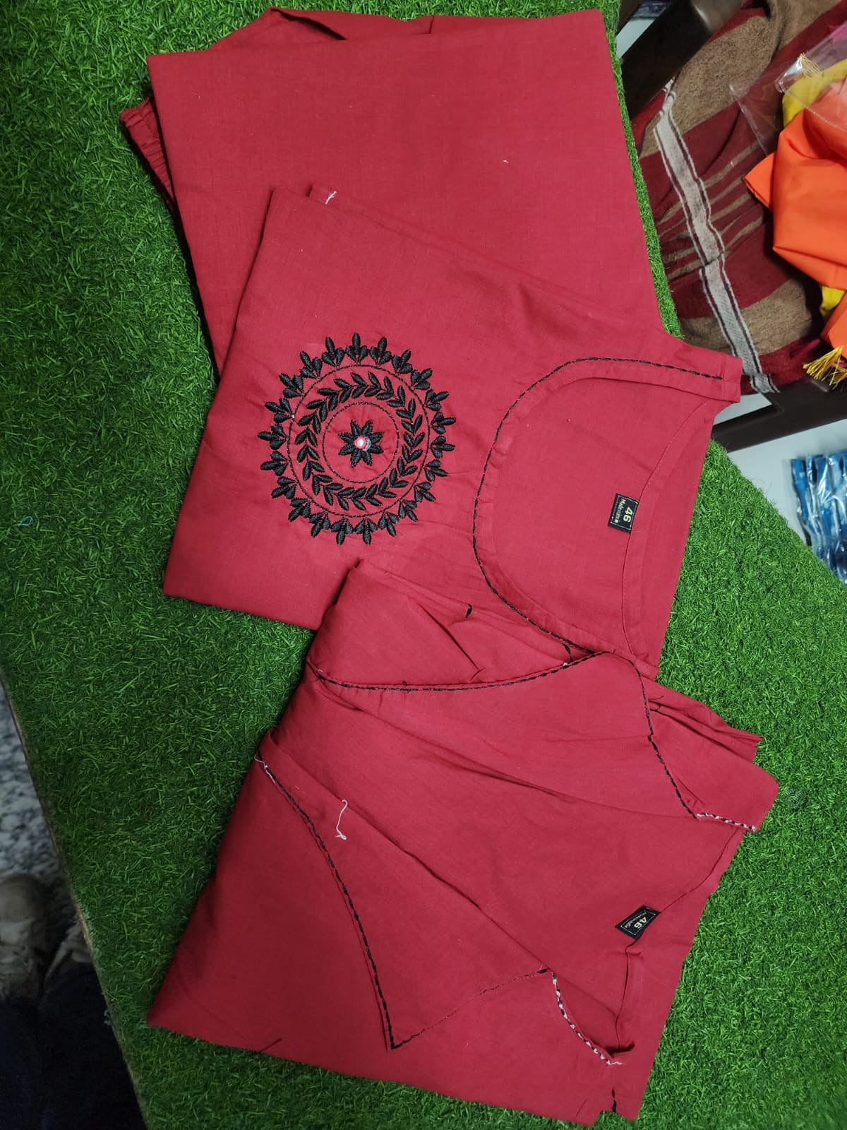 3-Piece Layered Red Jacket Kurta Set