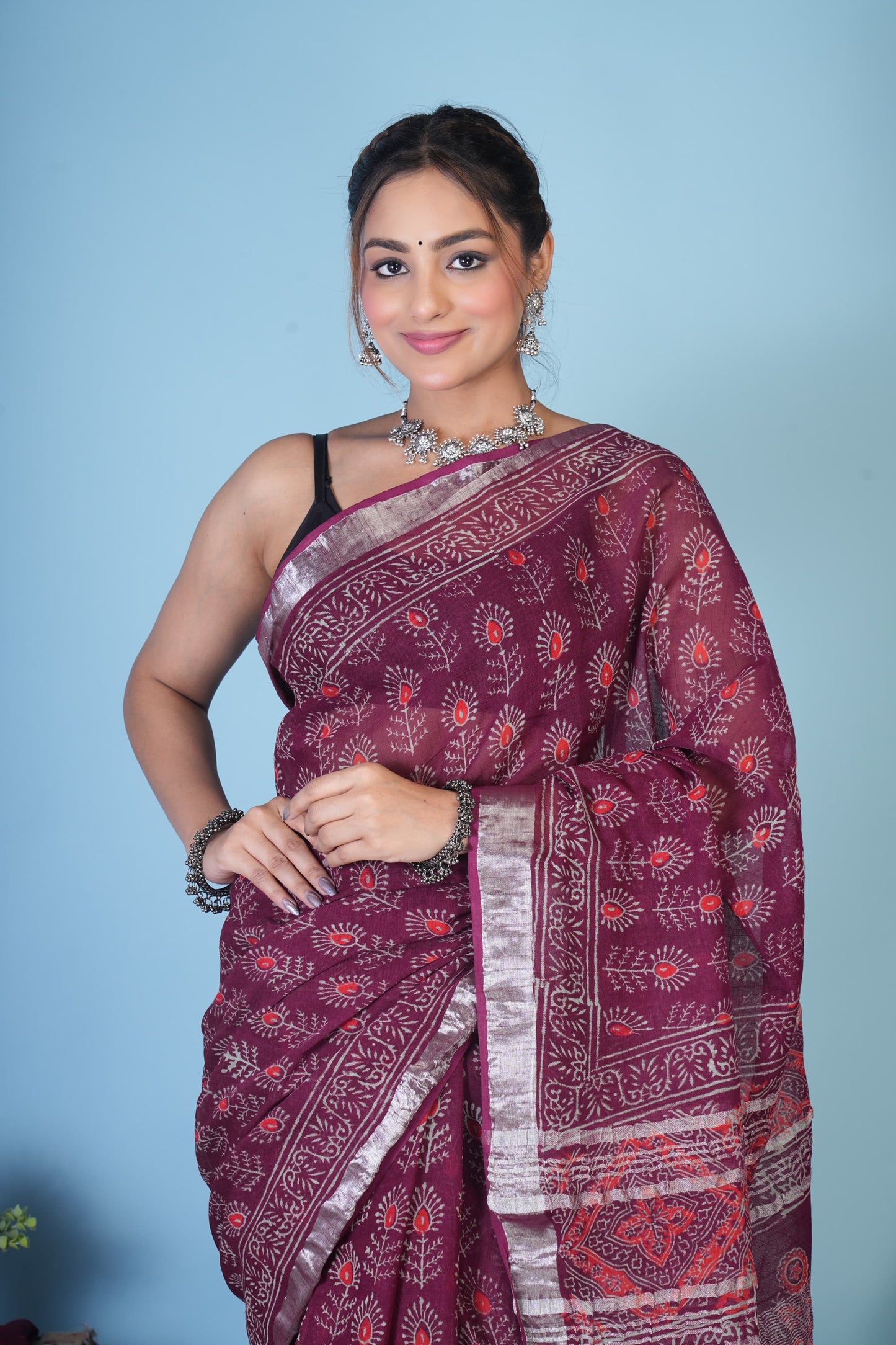 linen sarees with blouse
