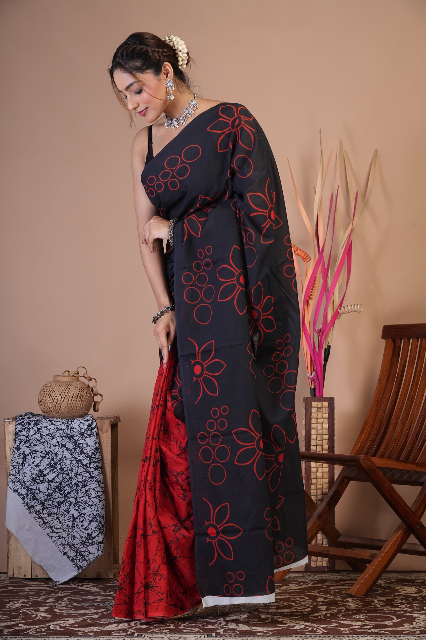 Black Rose Cotton Saree