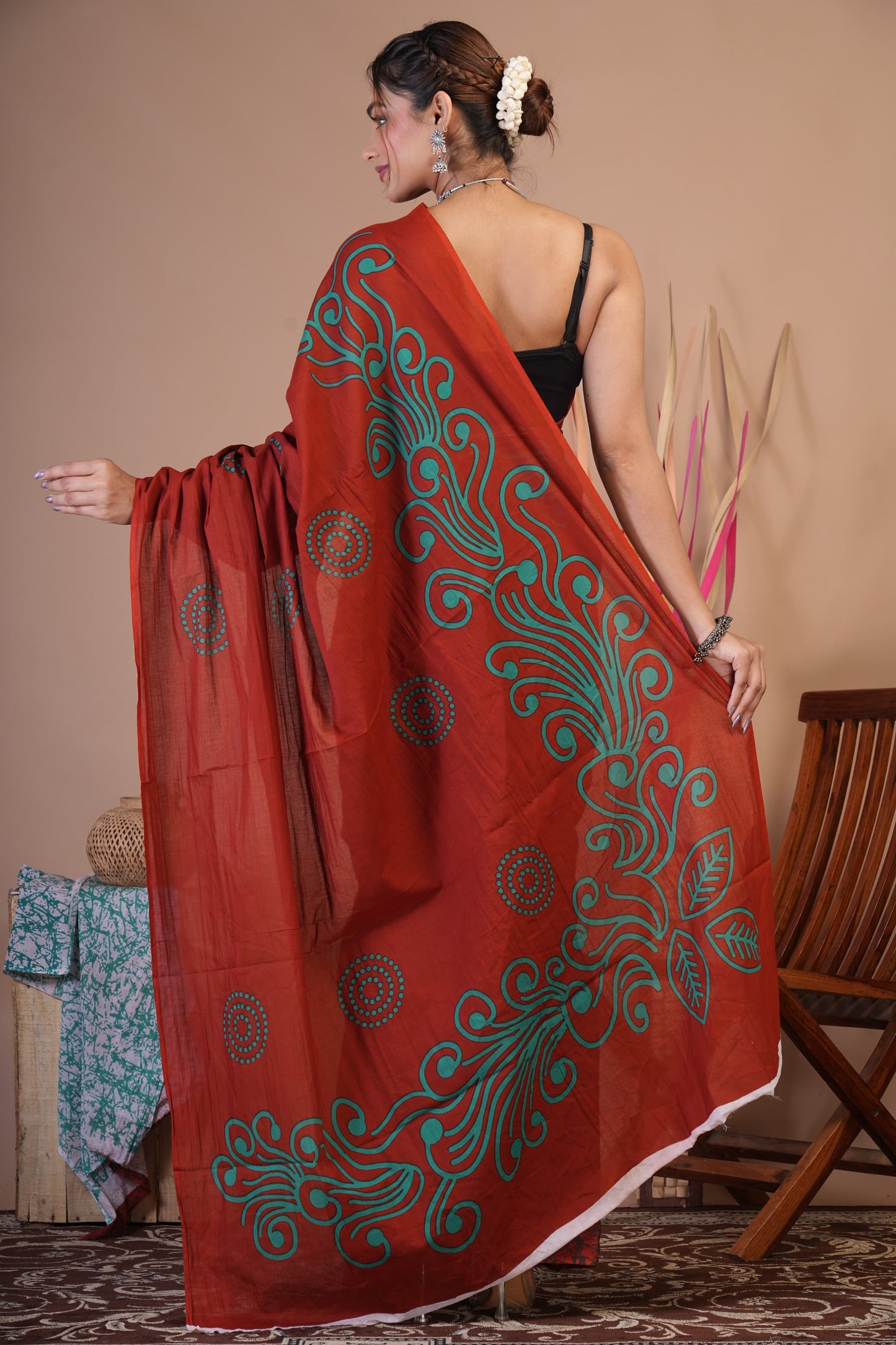 Rust Aura Cotton Saree