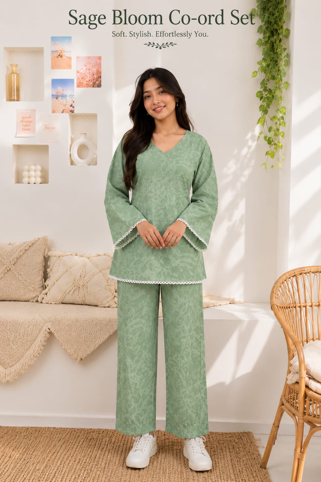 Sage bloom Pure Cotton Co-ord Set