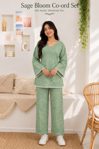 Sage bloom Pure Cotton Co-ord Set