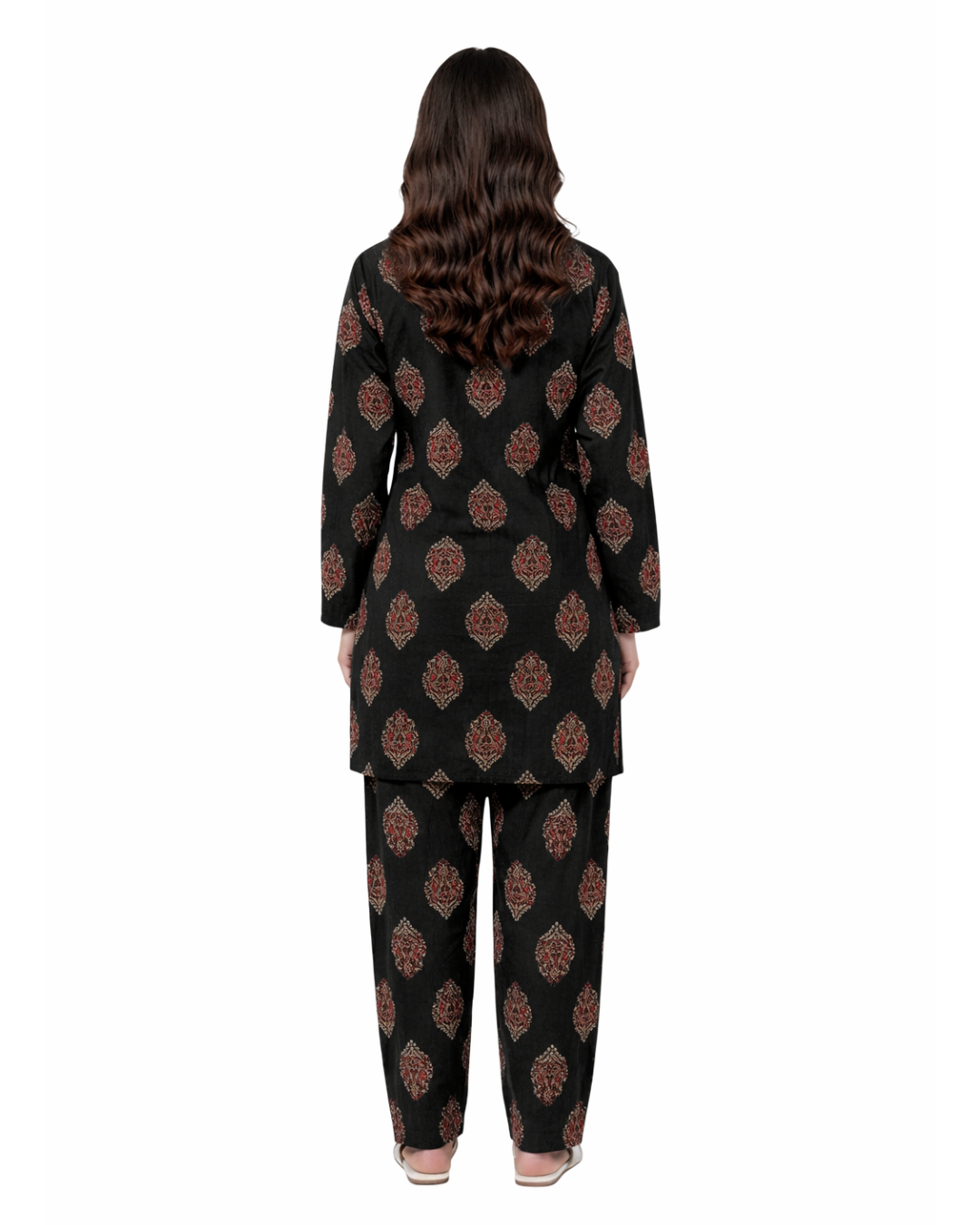 Midnight Black Ethnic Print Cotton Co-ord Set