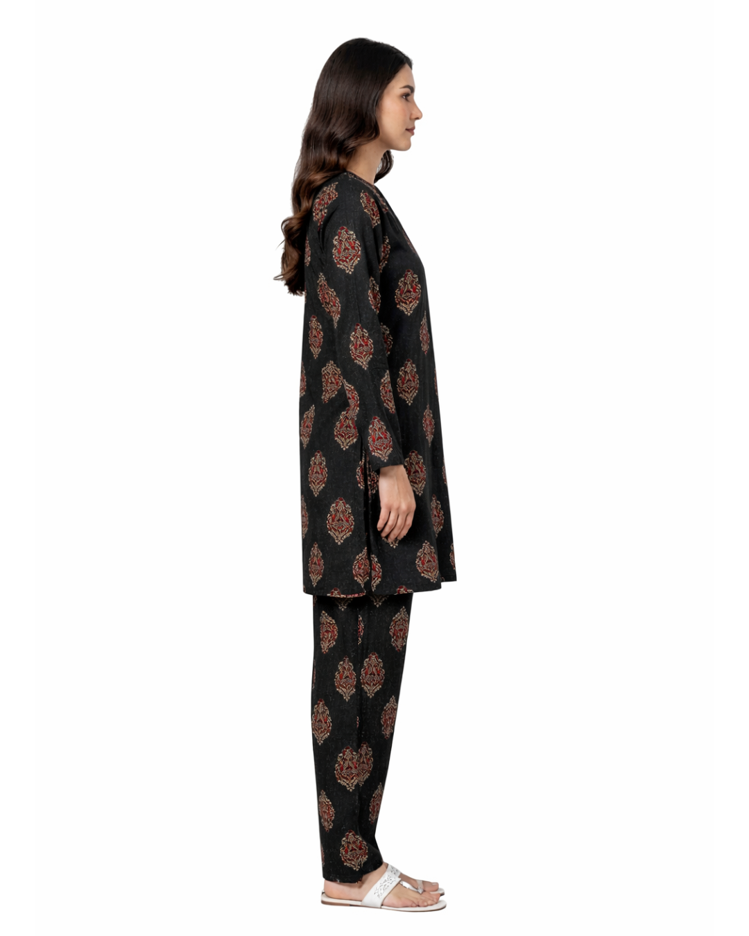 Midnight Black Ethnic Print Cotton Co-ord Set