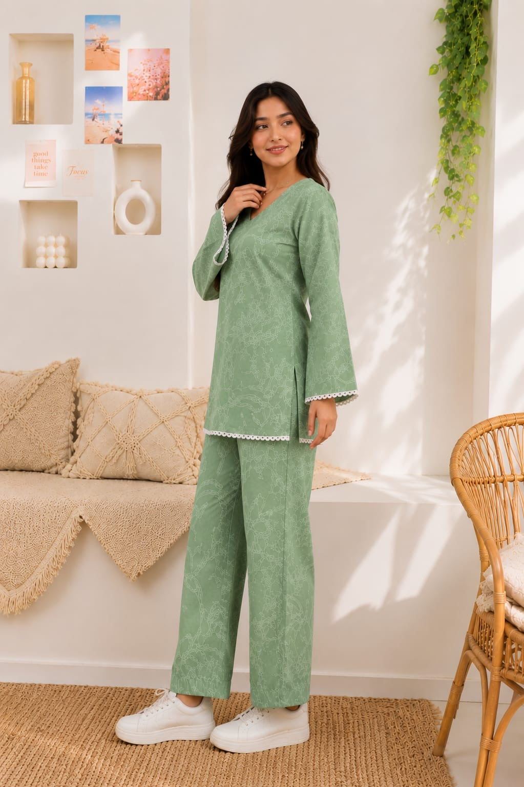 Sage bloom Pure Cotton Co-ord Set