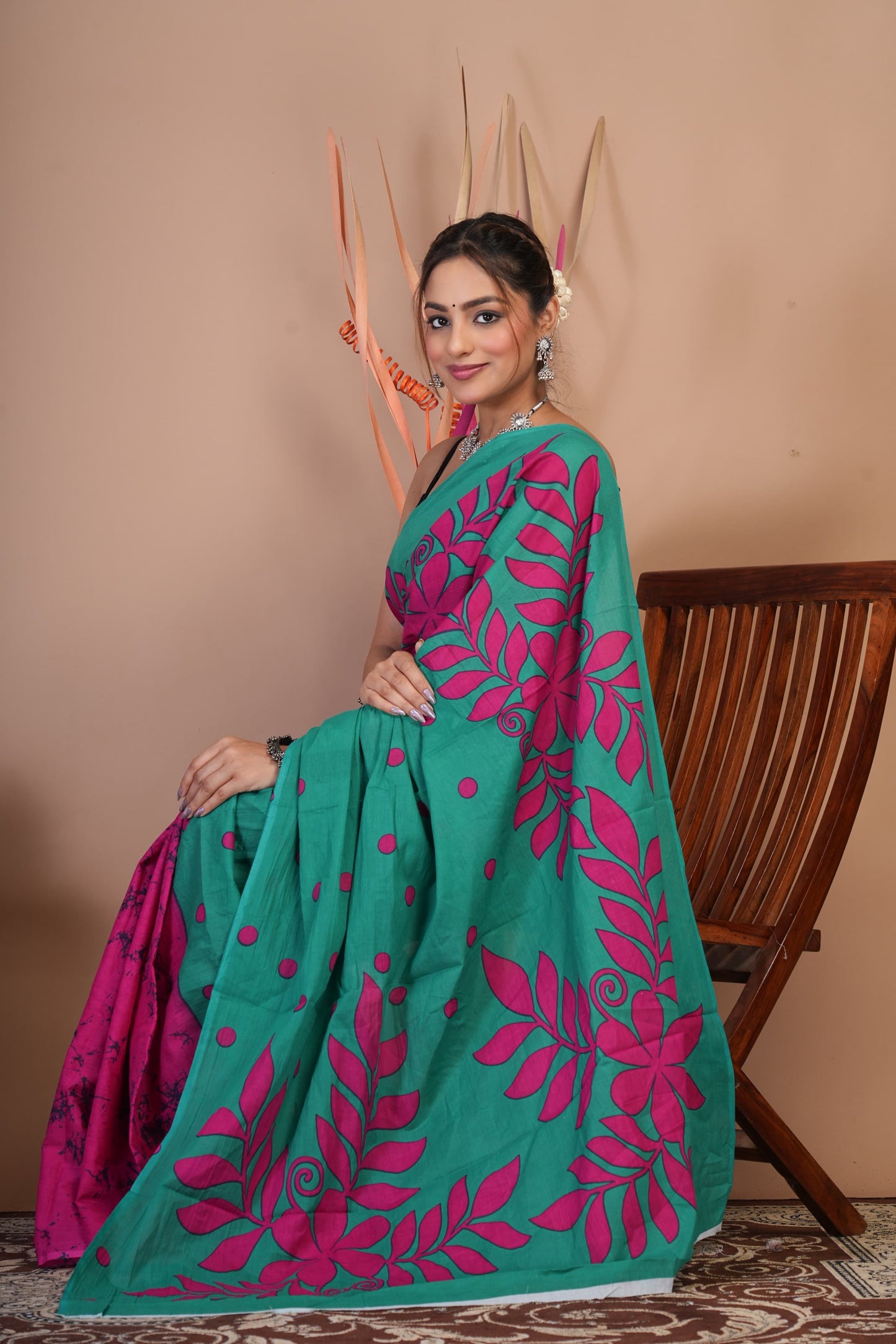 Gulnaar Teal Bloom Saree