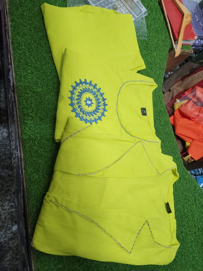 3-Piece Layered Lime Yellow Jacket Kurta Set