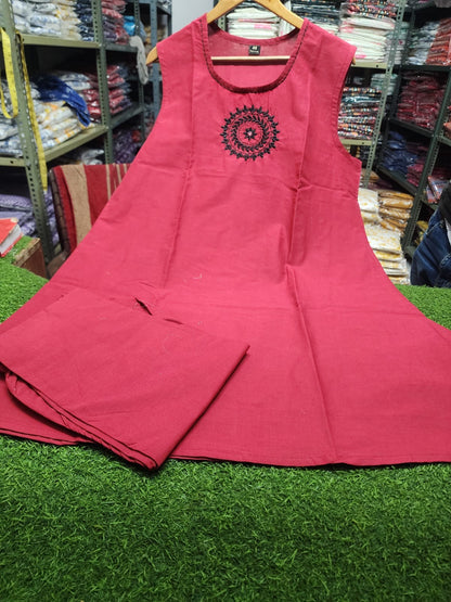 3-Piece Layered Red Jacket Kurta Set