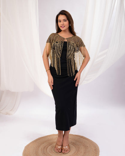 Golden Fringe short cape