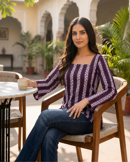 Mulberry Heritage Stripe Flared-Sleeve Tunic