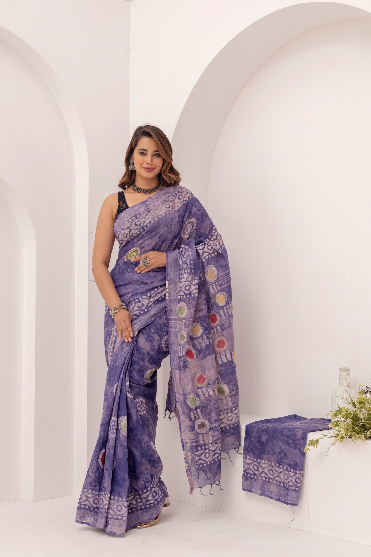 Abeer Violet Linen Saree