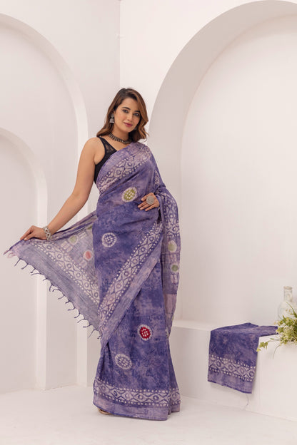Abeer Violet Linen Saree