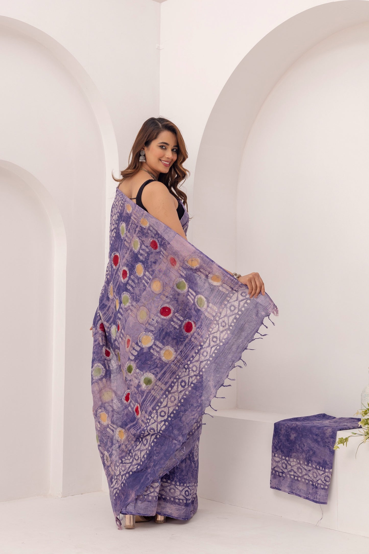 Abeer Violet Linen Saree