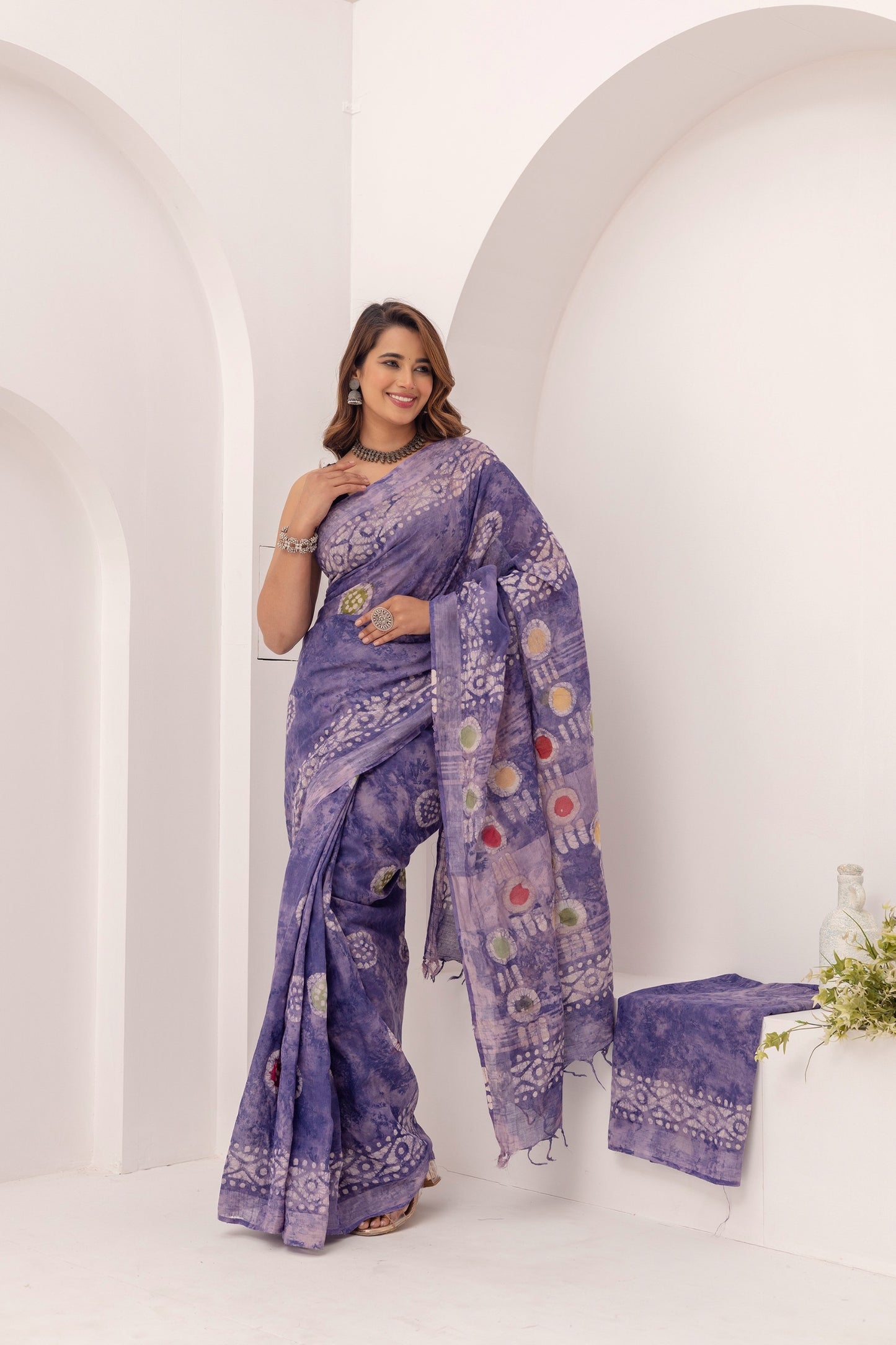Abeer Violet Linen Saree