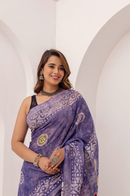 Abeer Violet Linen Saree