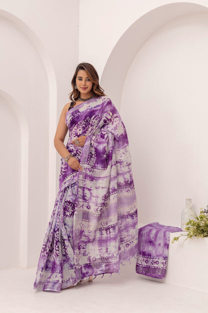 Lavanya Lilac Linen Saree