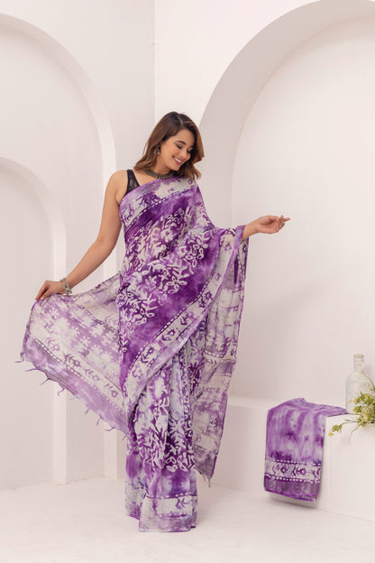 Lavanya Lilac Linen Saree