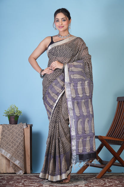Rekha Noir Weave Linen Saree