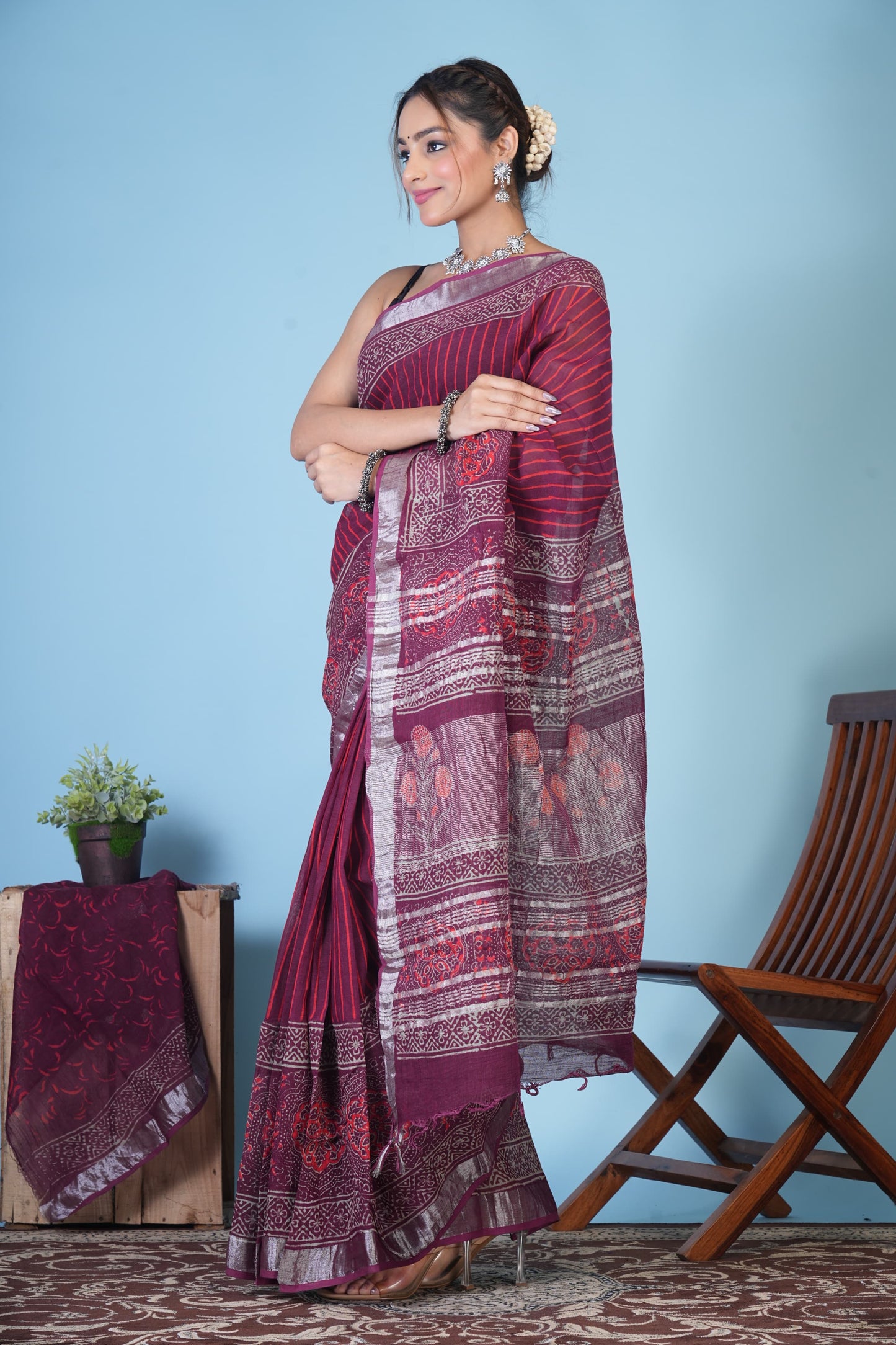 linen sarees with blouse