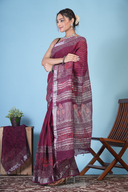 linen sarees with blouse