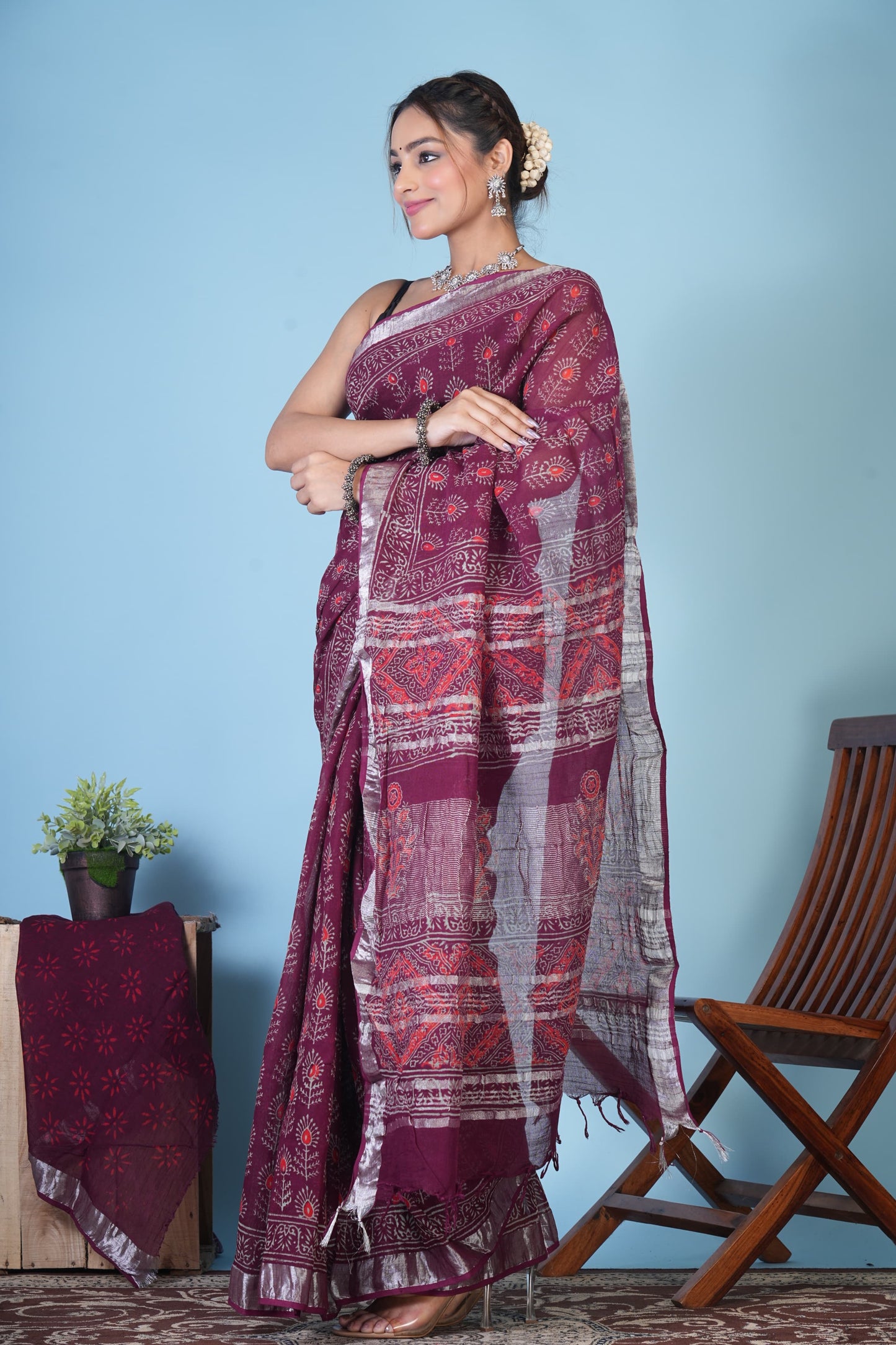linen sarees with blouse