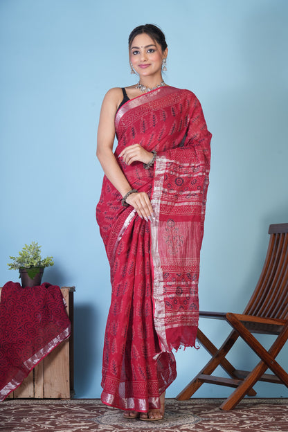 Ruhani Ruby Linen Saree