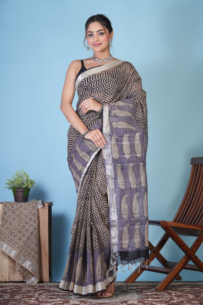 Rekha Noir Weave Linen Saree