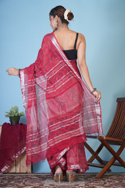 Ruhani Ruby Linen Saree