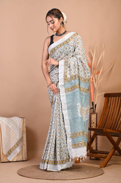 Shwetika Bloom Linen Saree