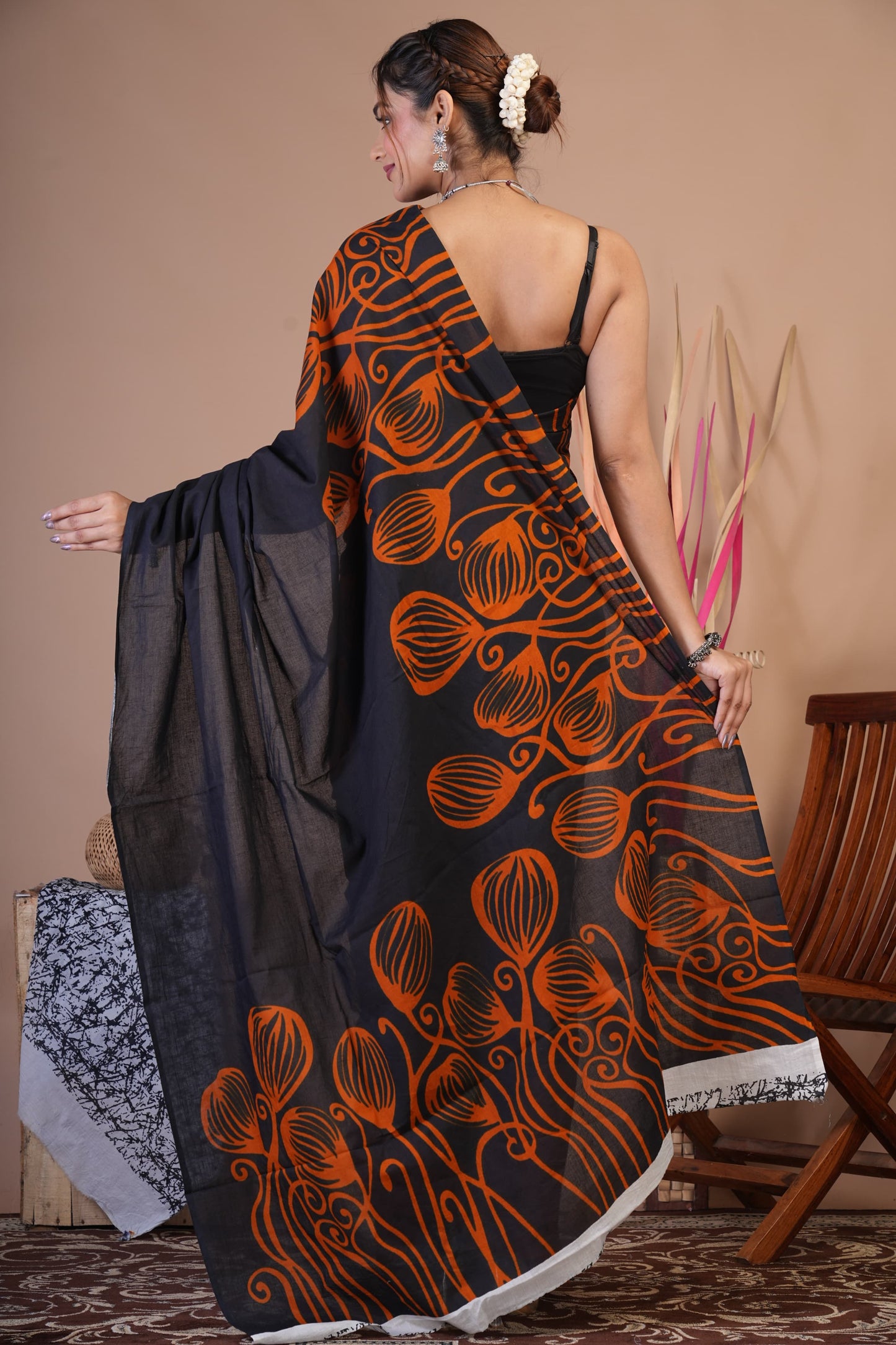 Midnight Ember Cotton Saree
