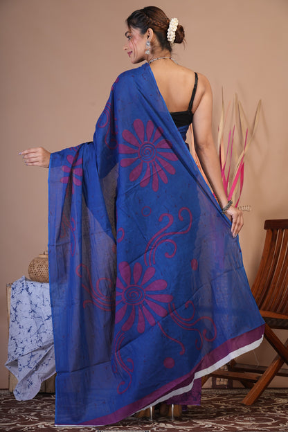 Royal Indigo Cotton Saree