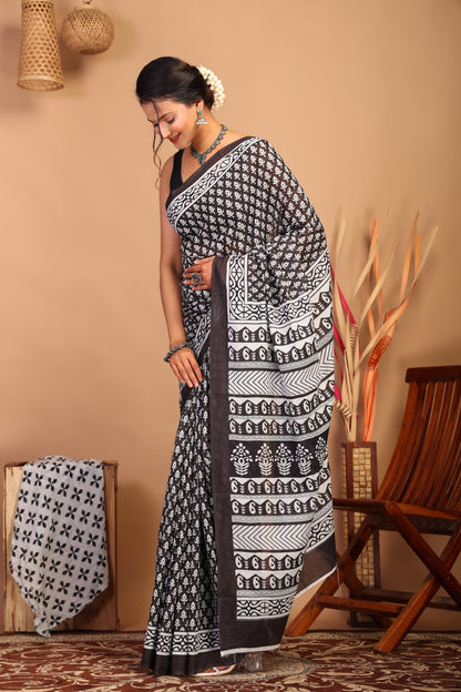 Black Ivory Cotton Saree