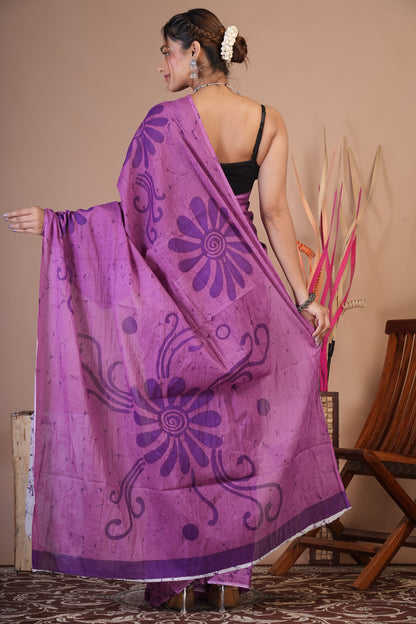 Lavender Grace Cotton Saree