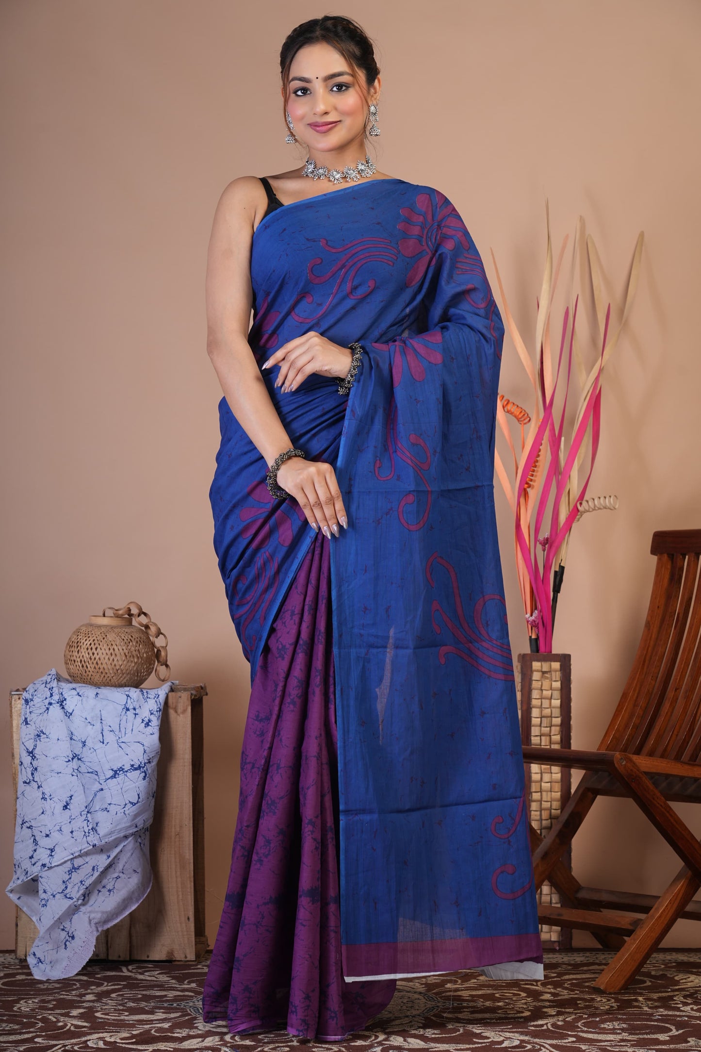 Royal Indigo Cotton Saree