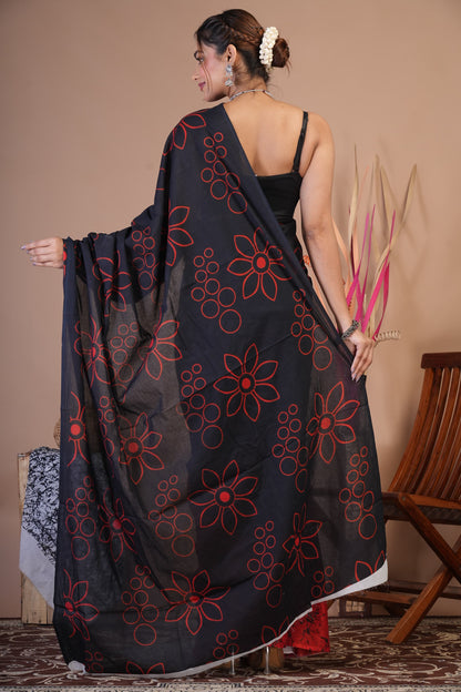 Black Rose Cotton Saree