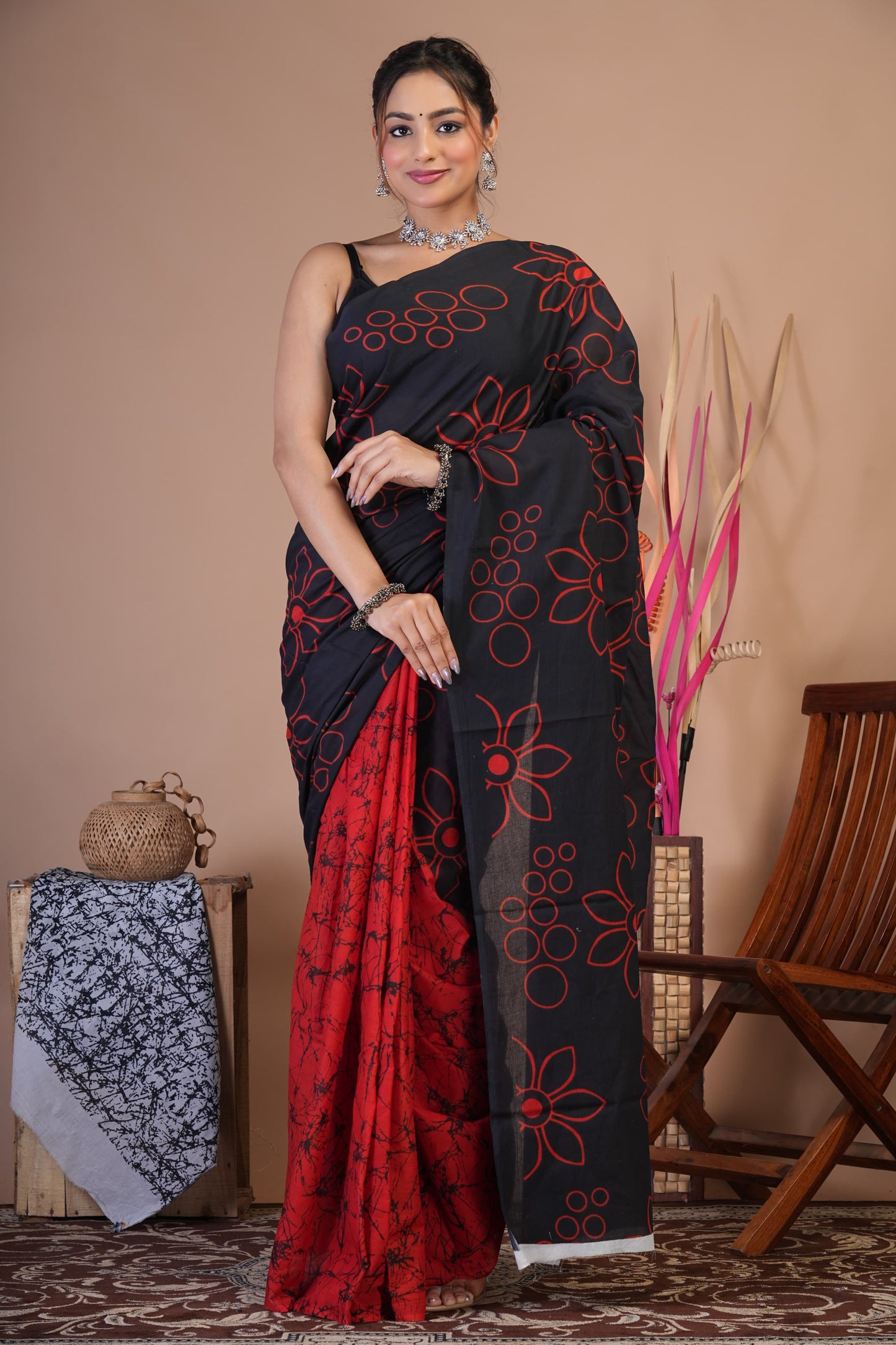 Black Rose Cotton Saree