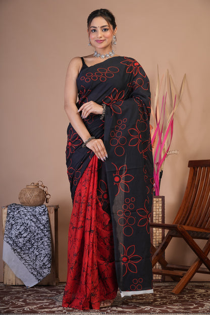 Black Rose Cotton Saree