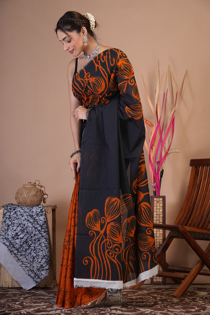 Midnight Ember Cotton Saree
