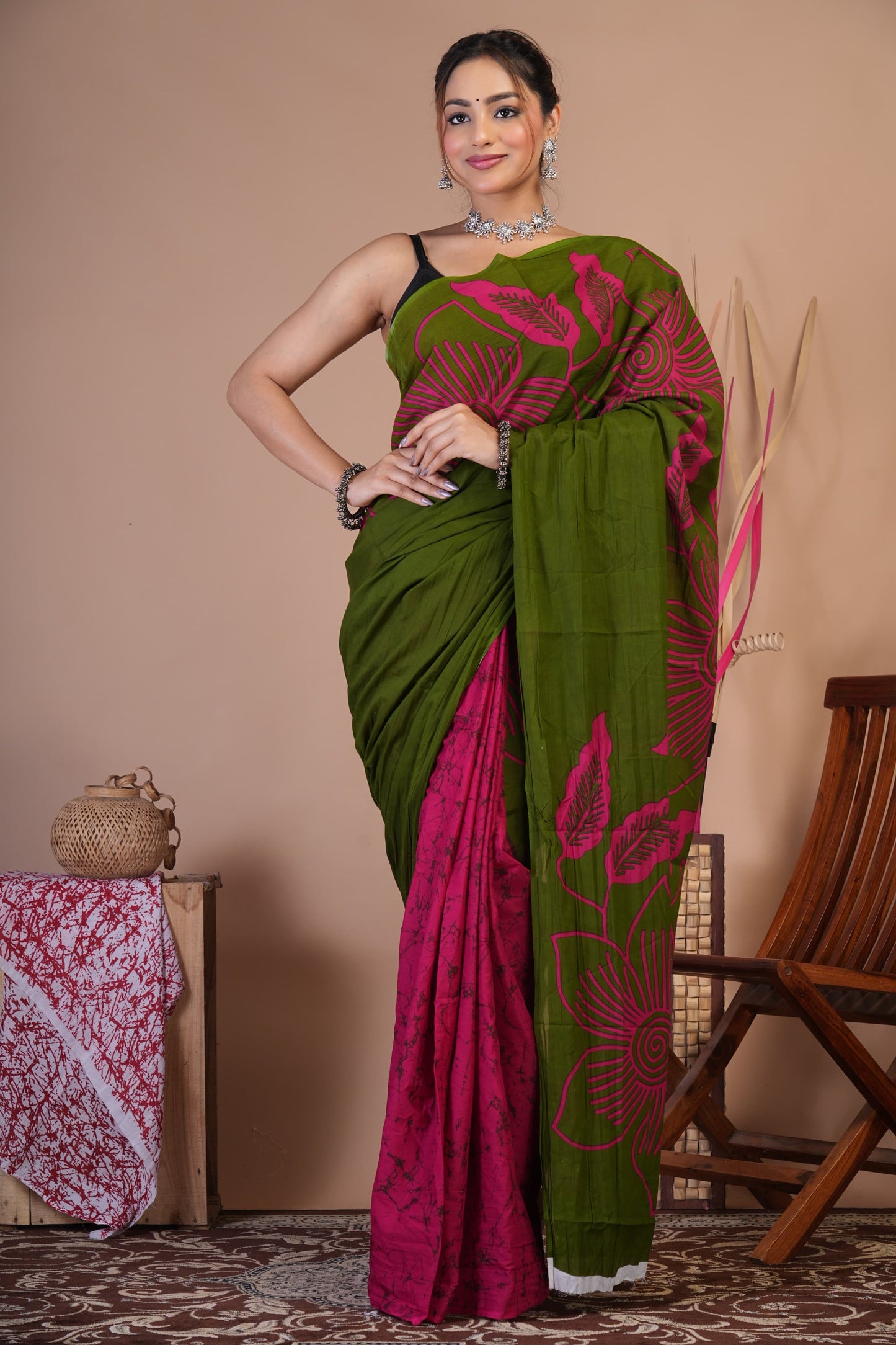 Mehendi Bloom Cotton Saree
