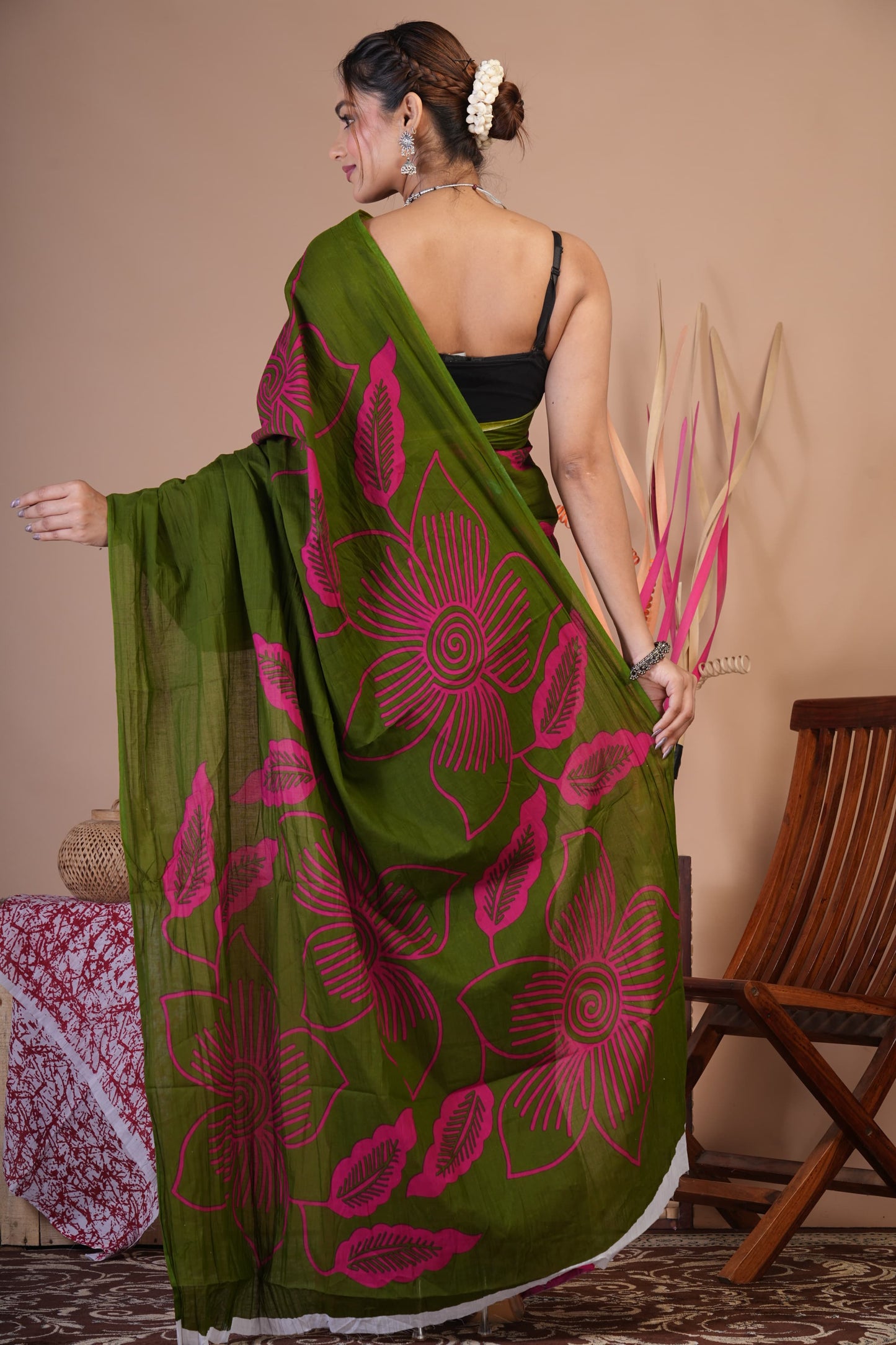 Mehendi Bloom Cotton Saree