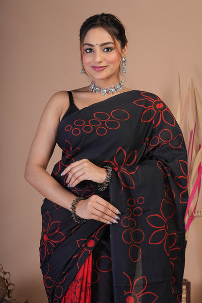 Black Rose Cotton Saree