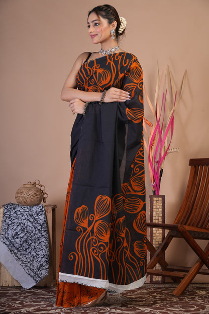 Midnight Ember Cotton Saree