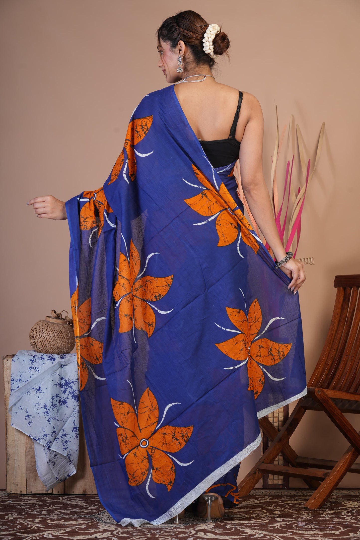 Indigo Bloom Cotton Saree