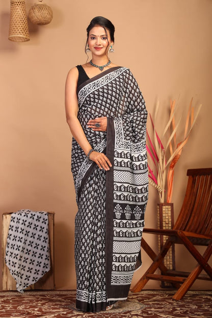 Black Ivory Cotton Saree