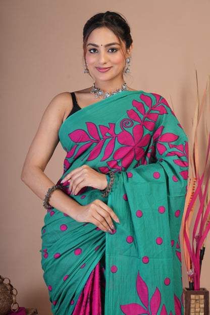 Gulnaar Teal Bloom Saree