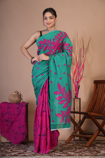 Gulnaar Teal Bloom Saree