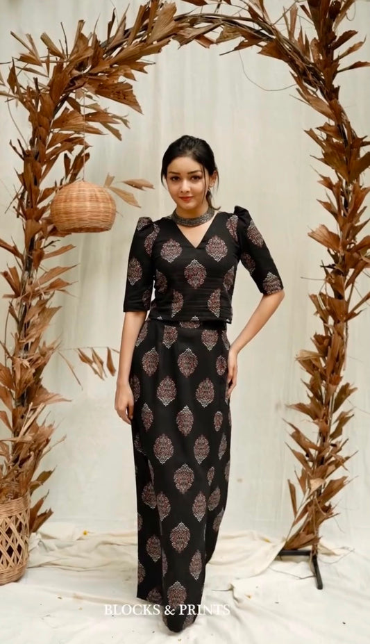 Black Floral Printed Kurta set