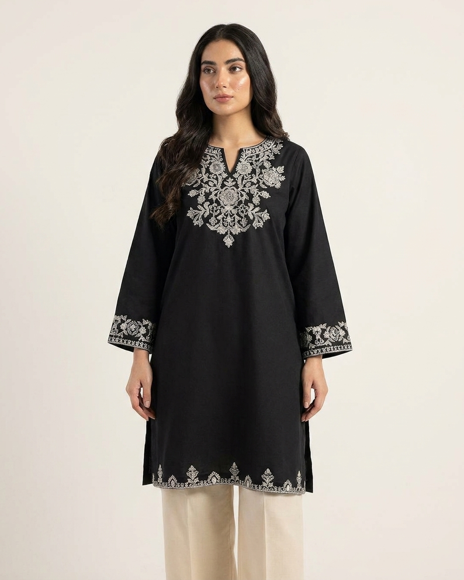 Heritage Embroidered Kurta Plazo set - Black