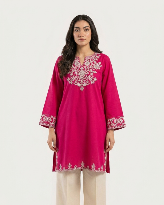 Heritage Embroidered Kurta Plazo set Rani pink
