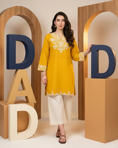 Heritage Embroidered Kurta Plazo set - Yellow